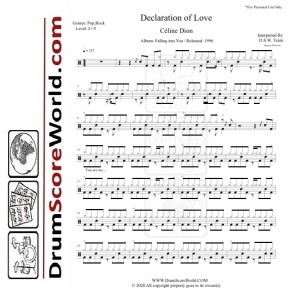 Céline Dion - Declaration of Love - Drum Sheet